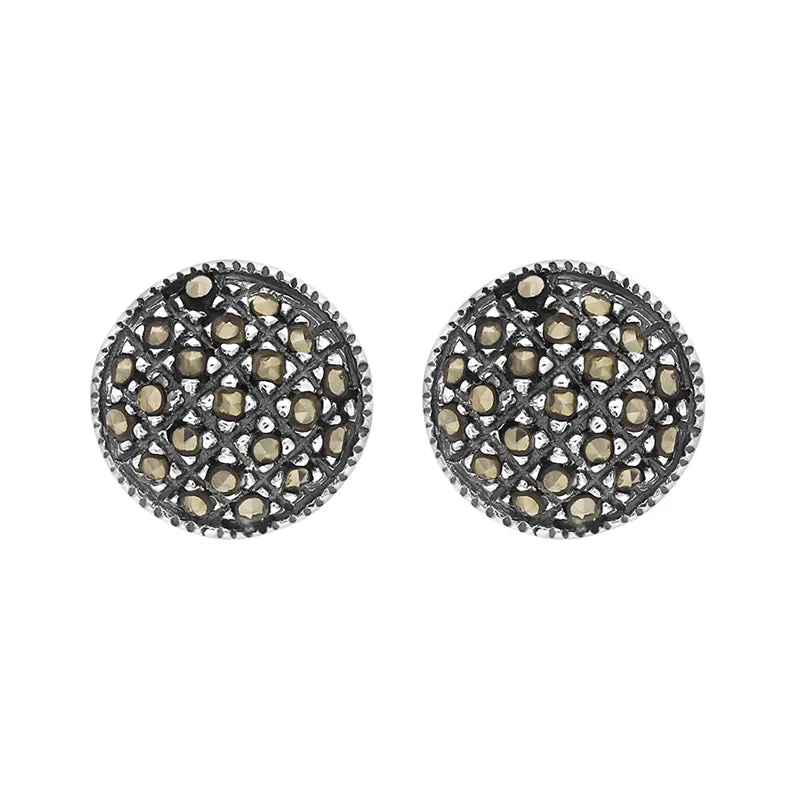 Sterling Silver Marcasite Round Pave Earrings sold by C.W. Sellors