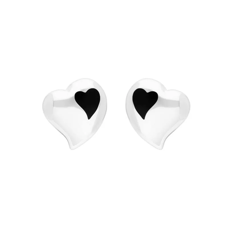 Sterling Silver Whitby Jet Heart Earrings sold by C.W. Sellors