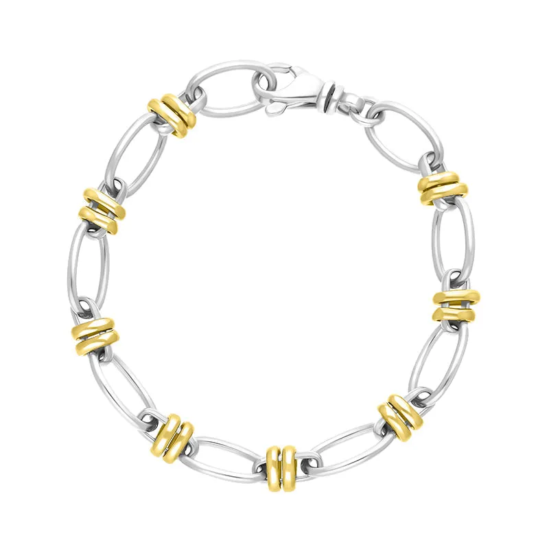 9ct Yellow Gold Sterling Silver Handmade Cable Chain Bracelet sold by C.W. Sellors