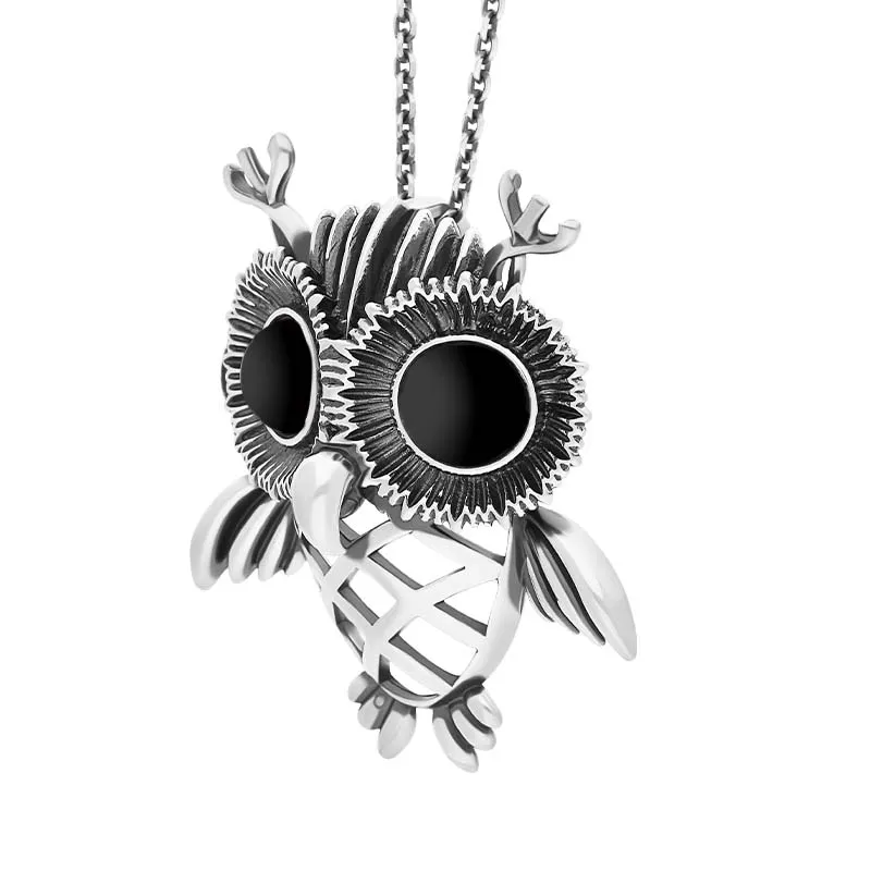 Sterling Silver Large Whitby Jet Owl Necklace sold by C.W. Sellors product image thumbnail 2