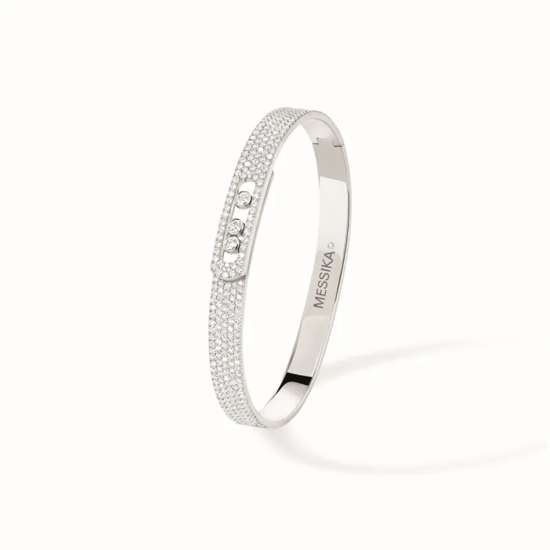 Messika Move Noa 18ct White Gold 2.30ct Diamond Pave Bangle sold by C.W. Sellors