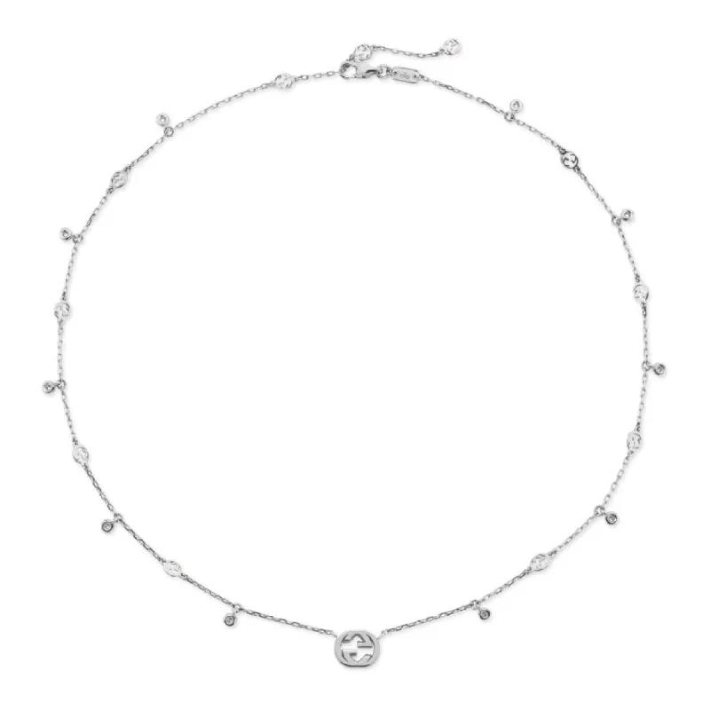 Gucci Interlocking 18ct White Gold 0.27ct Diamond Necklace sold by C.W. Sellors