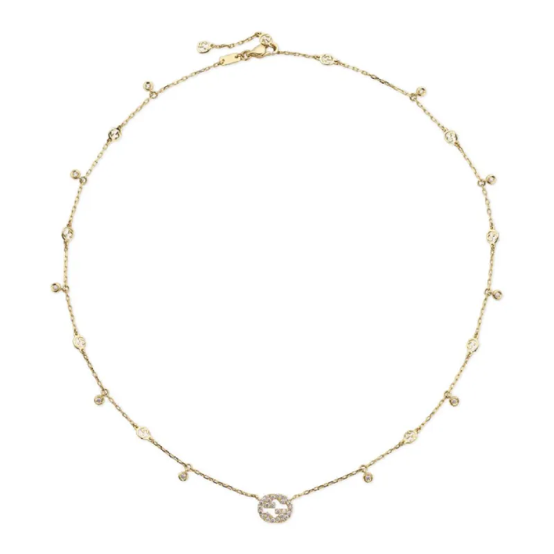 Gucci Interlocking 18ct Yellow Gold 0.27ct Diamond Necklace sold by C.W. Sellors