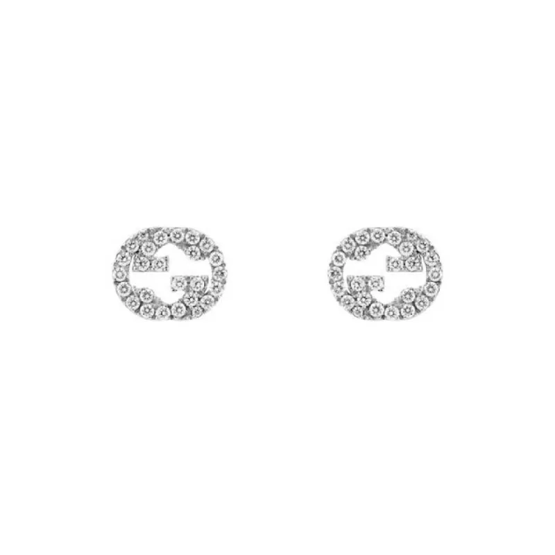 Gucci Interlocking 18ct White Gold 0.38ct Diamond Stud Earrings sold by C.W. Sellors