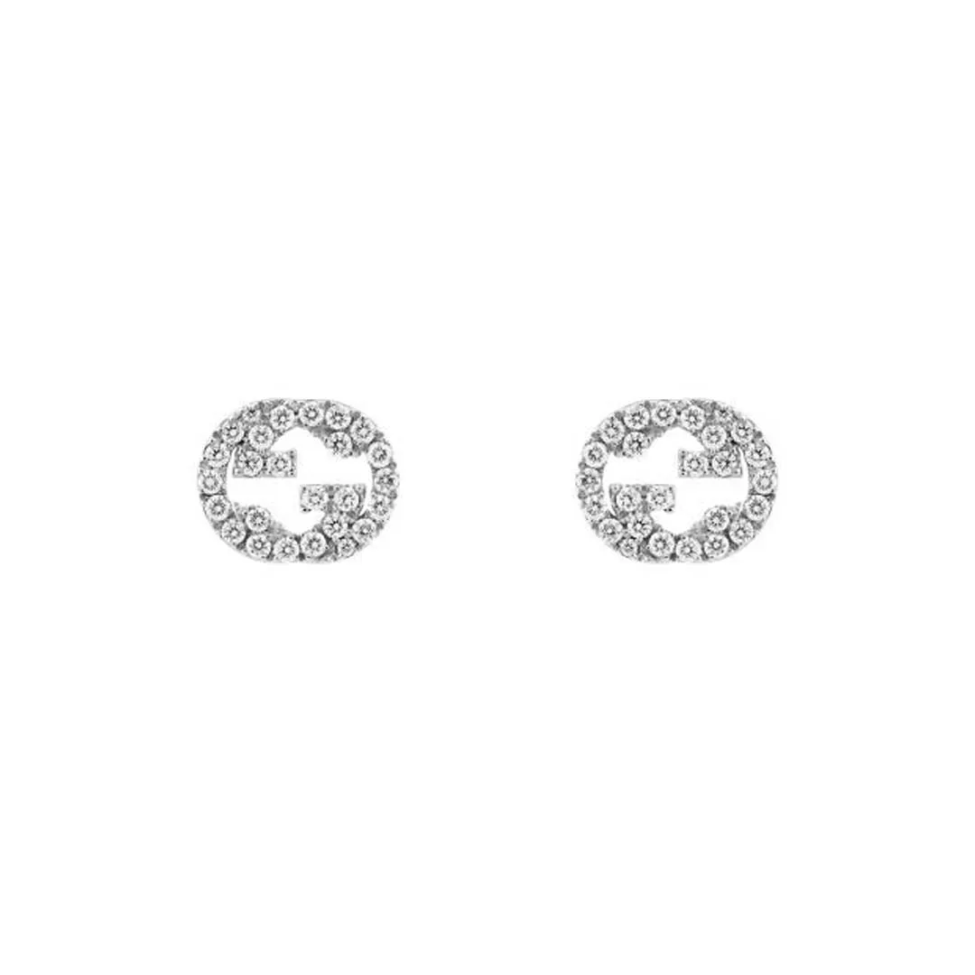 Gucci Interlocking 18ct White Gold 0.38ct Diamond Stud Earrings sold by C.W. Sellors