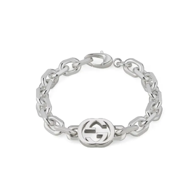 Gucci Interlocking Motif Sterling Silver Bracelet sold by C.W. Sellors