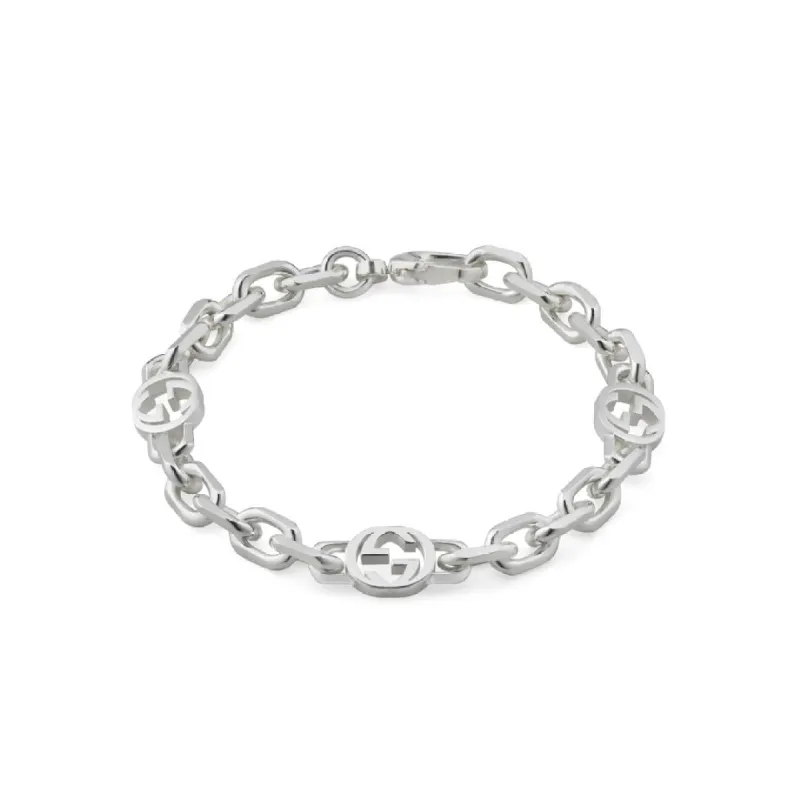 Gucci Interlocking Motif Sterling Silver Bracelet sold by C.W. Sellors