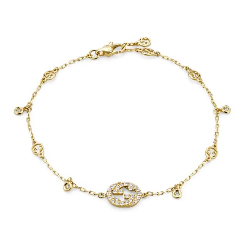 Gucci Interlocking 18ct Yellow Gold 0.20ct Diamond Bracelet sold by C.W. Sellors