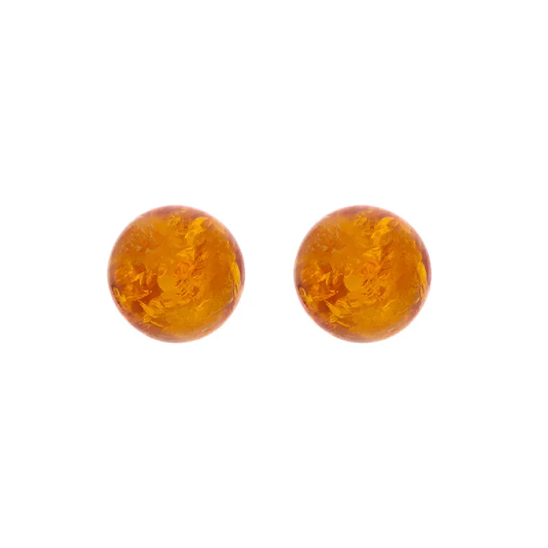 Sterling Silver Cognac Amber 6mm Ball Stud Earrings sold by C.W. Sellors