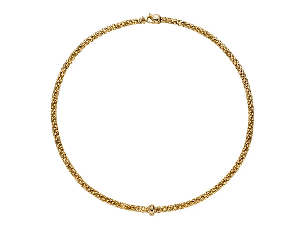 Fope Solo 18ct Yellow Gold 0.01ct Diamond 50cm Necklace sold by C.W. Sellors