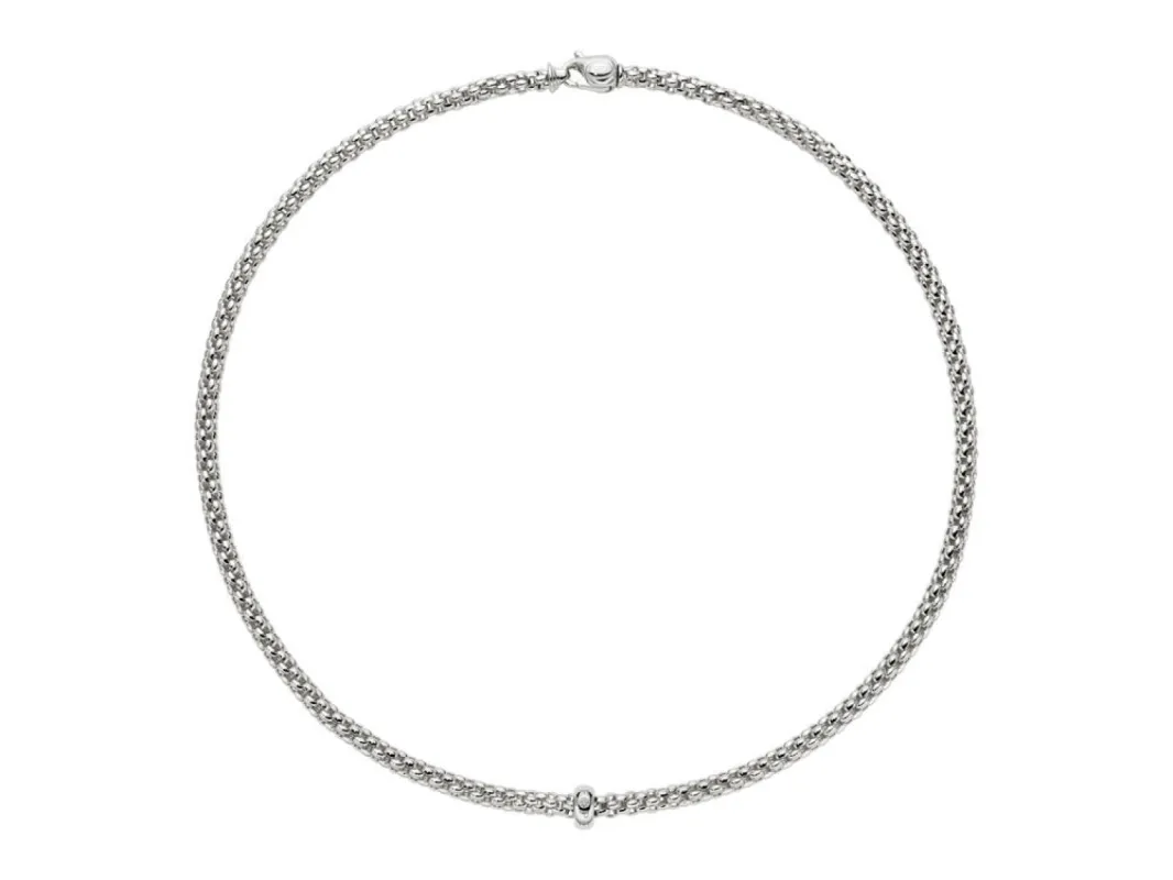 Fope Solo 18ct White Gold 0.01ct Diamond 50cm Necklace sold by C.W. Sellors