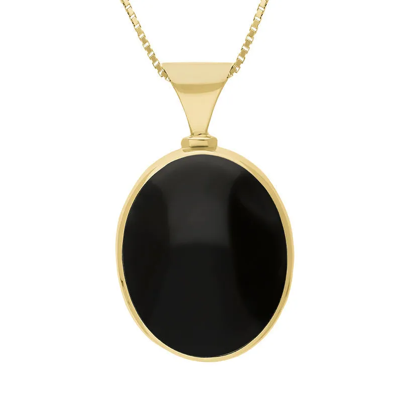 18ct Yellow Gold Whitby Jet Turquoise King's Coronation Hallmark Double Sided Oval Necklace sold by C.W. Sellors product image thumbnail 2