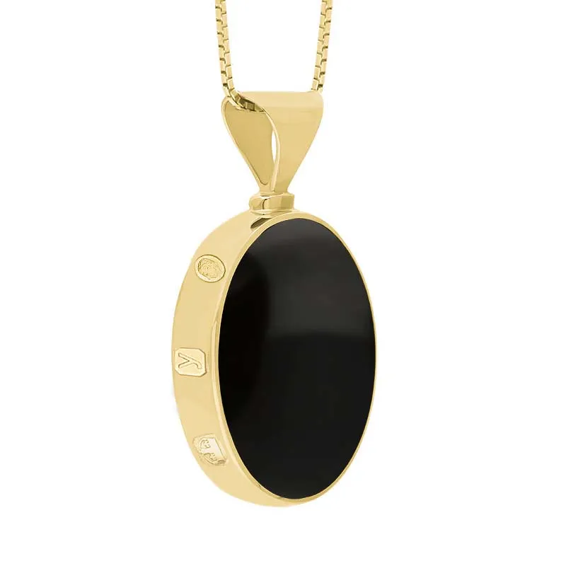 18ct Yellow Gold Whitby Jet Turquoise King's Coronation Hallmark Double Sided Oval Necklace sold by C.W. Sellors product image thumbnail 3