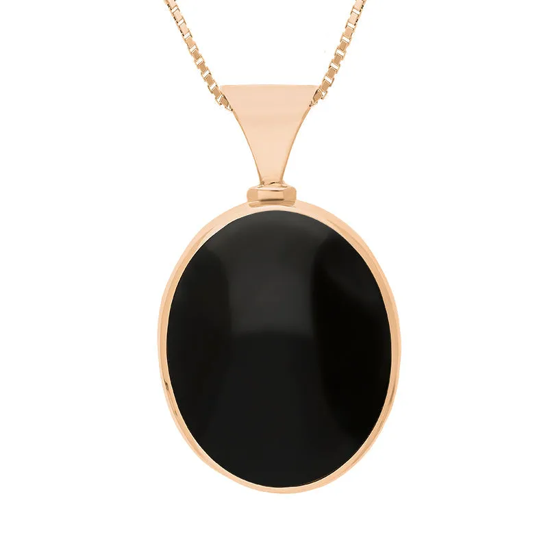 9ct Rose Gold Whitby Jet Turquoise King's Coronation Hallmark Double Sided Oval Necklace sold by C.W. Sellors product image thumbnail 2