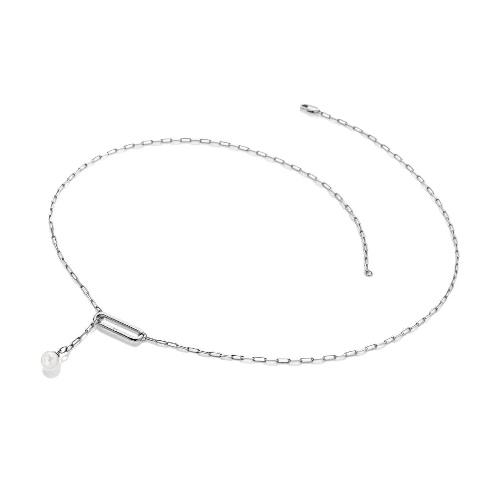 Hot Diamonds Linked Paperclip Sterling Silver Pearl Necklace sold by C.W. Sellors
