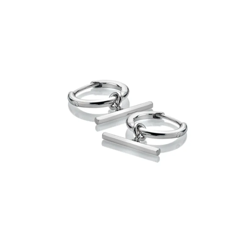 Hot Diamonds Linked T-Bar Sterling Silver Hoop Earrings sold by C.W. Sellors