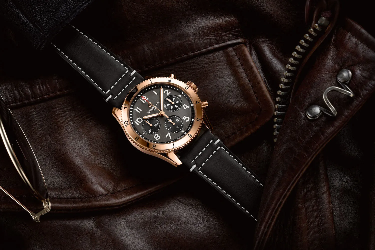 Breitling Classic AVI Chronograph 42 P-51 Mustang Red Gold Watch sold by C.W. Sellors product image thumbnail 4
