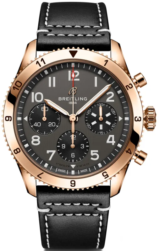 Breitling Classic AVI Chronograph 42 P-51 Mustang Red Gold Watch made by Breitling