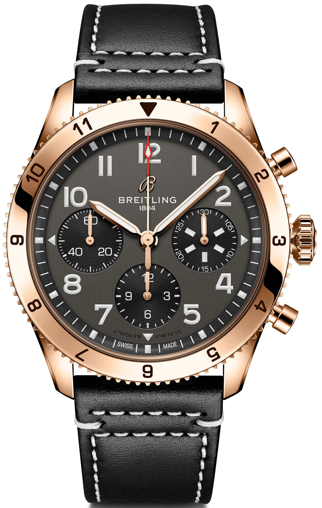 Breitling Classic AVI Chronograph 42 P-51 Mustang Red Gold Watch sold by C.W. Sellors