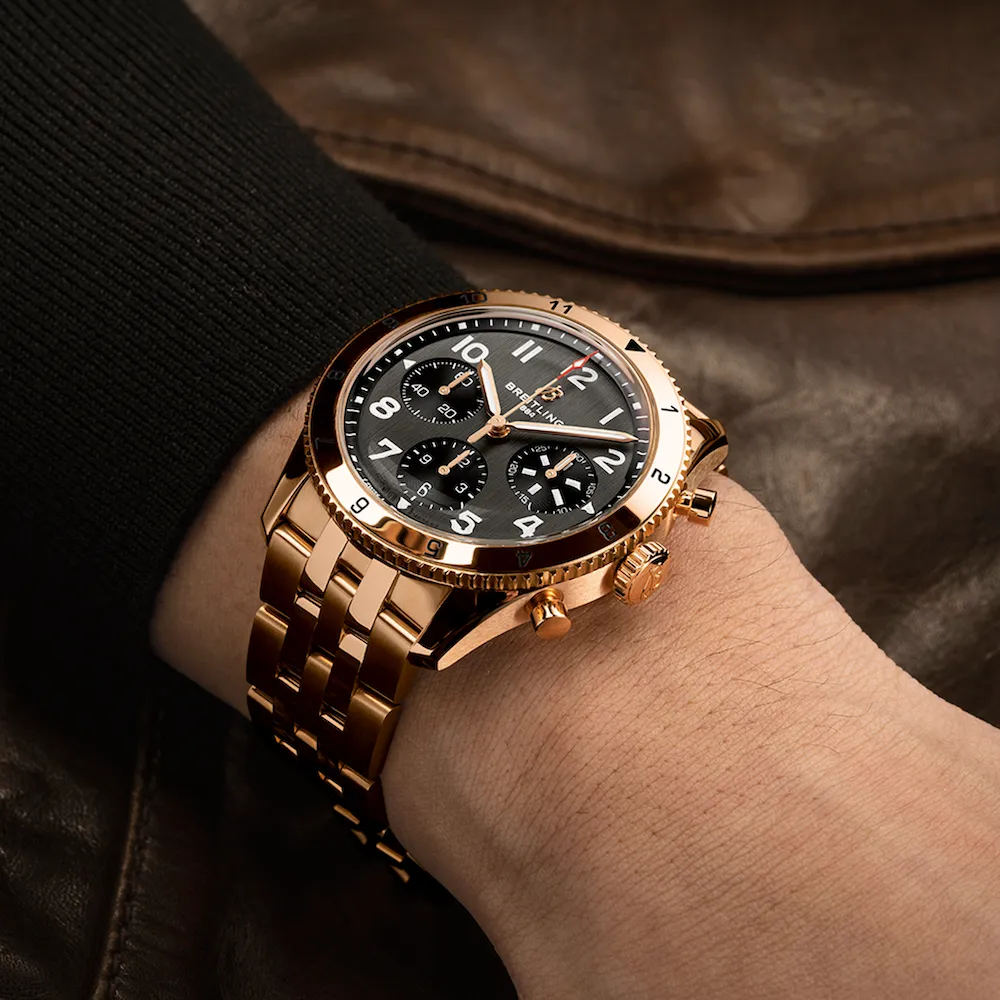 Breitling Classic AVI 42 P-51 Mustang Red Gold Bracelet Watch sold by C.W. Sellors product image thumbnail 4