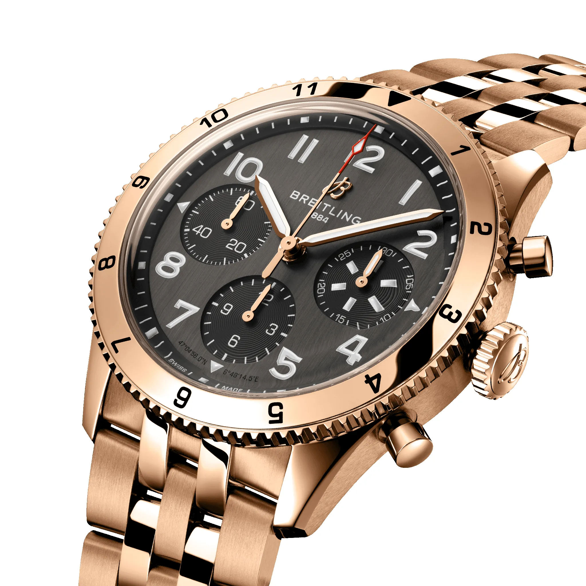 Breitling Classic AVI 42 P-51 Mustang Red Gold Bracelet Watch sold by C.W. Sellors product image thumbnail 2