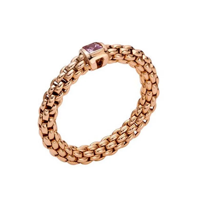 Fope Souls 18ct Rose Gold Pink Sapphire Flexible Ring sold by C.W. Sellors