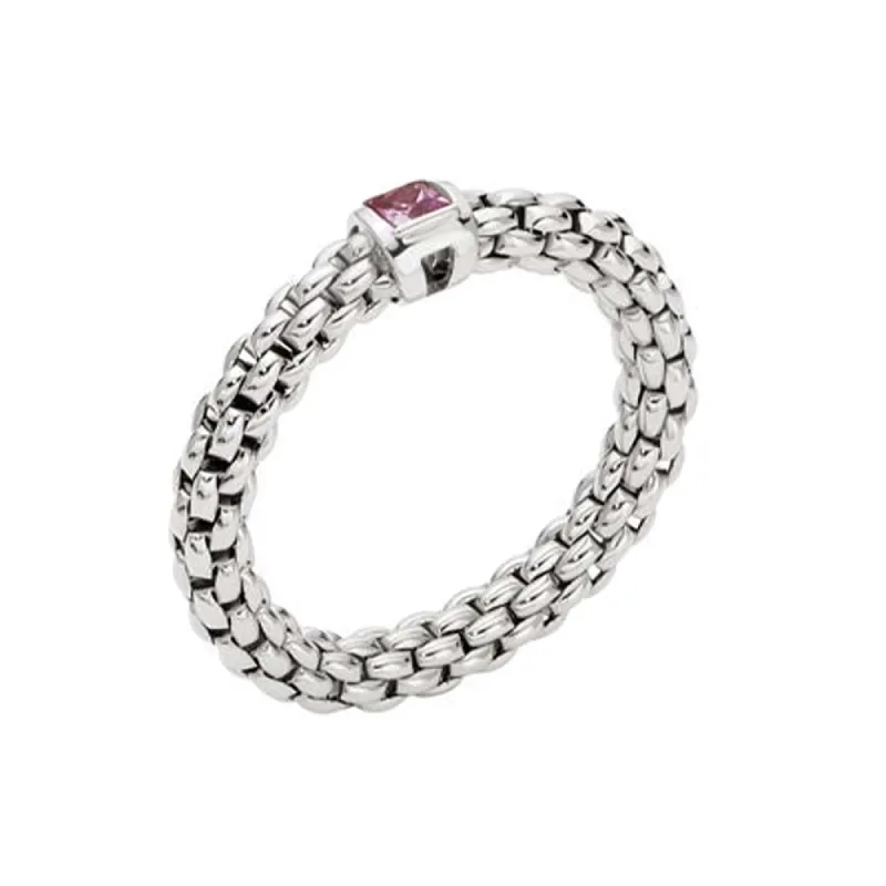 Fope Souls 18ct White Gold Pink Sapphire Flexible Ring sold by C.W. Sellors