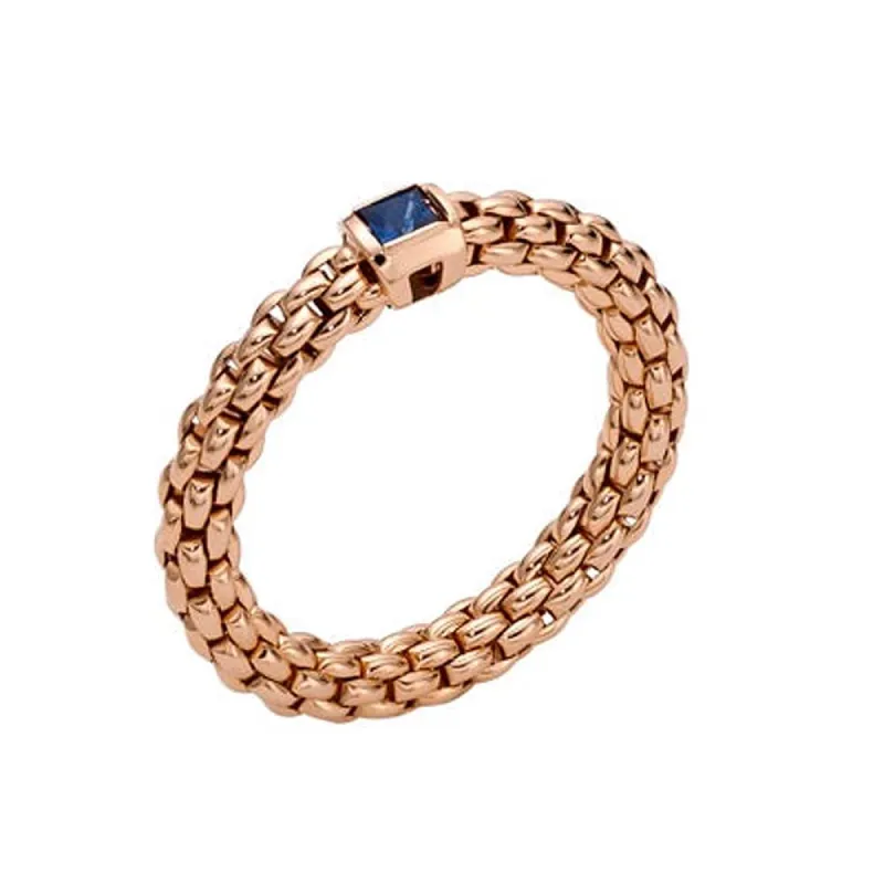 Fope Souls 18ct Rose Gold Sapphire Flexible Ring sold by C.W. Sellors