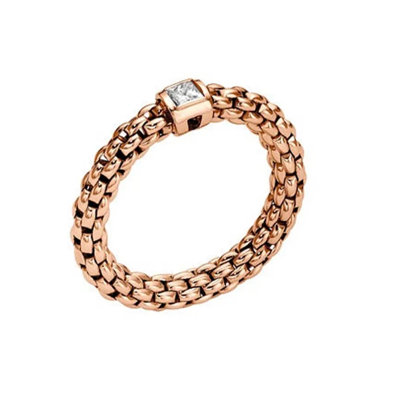 Fope Souls 18ct Rose Gold 0.09ct Diamond Flexible Ring sold by C.W. Sellors