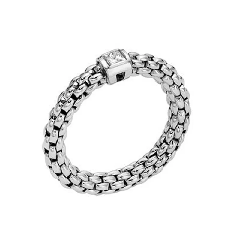 Fope Souls 18ct White Gold 0.09ct Diamond Flexible Ring sold by C.W. Sellors