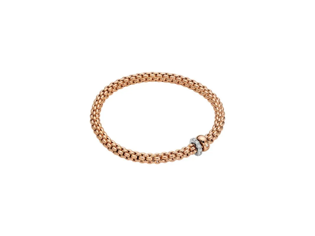 Fope Solo 18ct Rose Gold 0.29ct Diamond Bracelet sold by C.W. Sellors