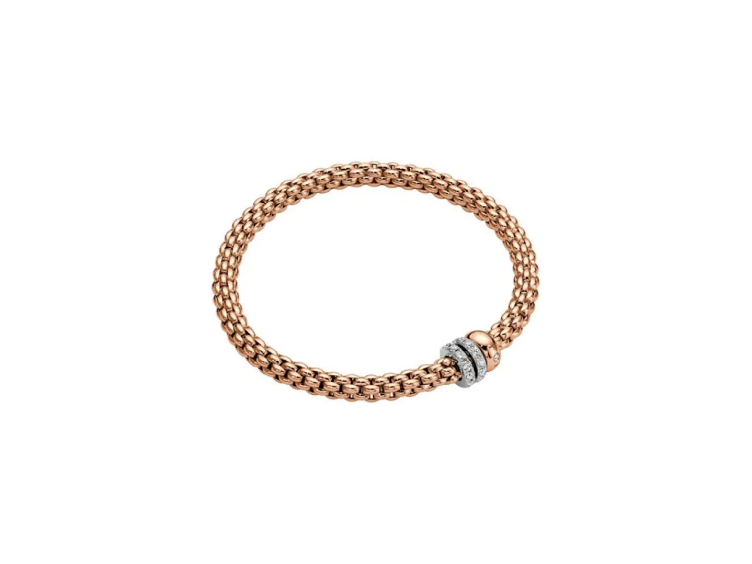 Fope Solo 18ct Rose Gold 0.56ct Diamond Bracelet sold by C.W. Sellors