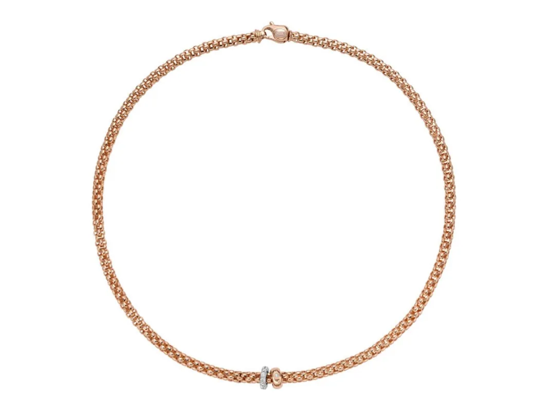 Fope Solo 18ct Rose Gold 0.29ct Diamond 43cm Necklace sold by C.W. Sellors