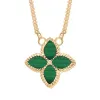 9ct Yellow Gold Malachite Eden Small Marquise Flower Necklace sold by C.W. Sellors