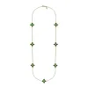 18ct Yellow Gold Malachite Eden Long Marquise Flower Necklace sold by C.W. Sellors