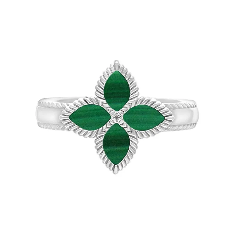 18ct White Gold Malachite Eden Marquise Flower Ring sold by C.W. Sellors product image thumbnail 2