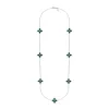 Sterling Silver Malachite Eden Long Marquise Flower Necklace sold by C.W. Sellors