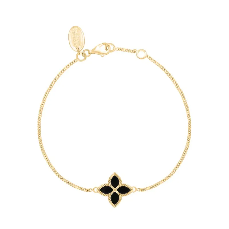 9ct Yellow Gold Whitby Jet Eden Marquise Flower Bracelet sold by C.W. Sellors