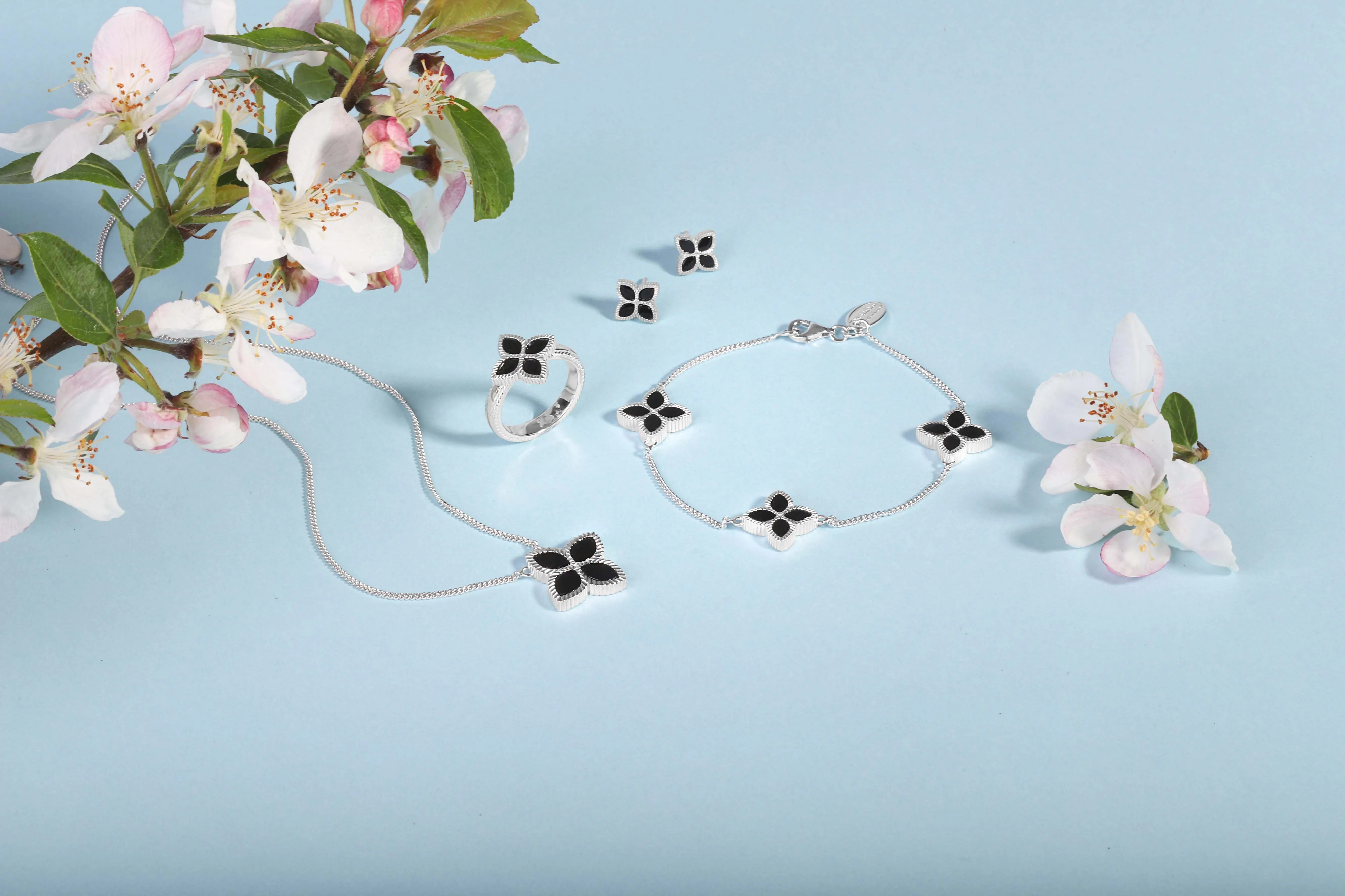 9ct White Gold Whitby Jet Eden Marquise Flower Bracelet sold by C.W. Sellors product image thumbnail 2