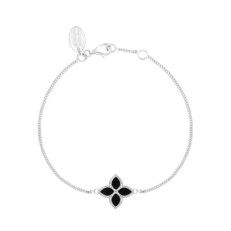 18ct White Gold Whitby Jet Eden Marquise Flower Bracelet sold by C.W. Sellors