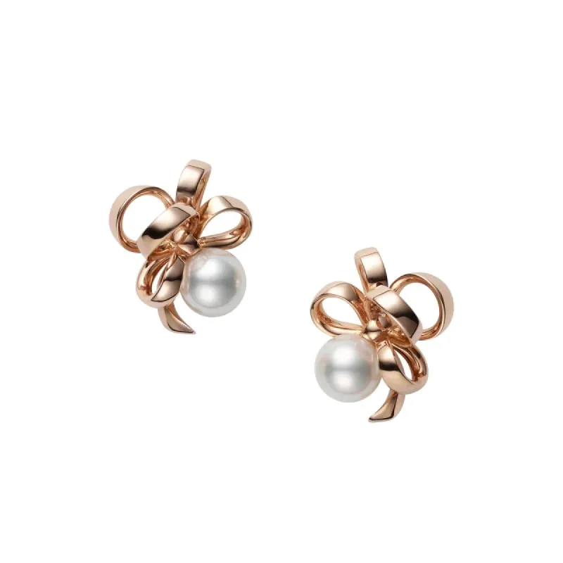 Mikimoto Jeux de Rubans 18ct Rose Gold Akoya Pearl Earrings sold by C.W. Sellors