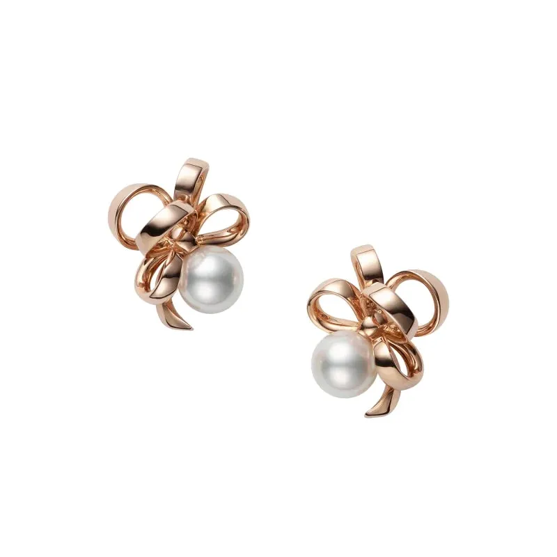 Mikimoto Jeux de Rubans 18ct Rose Gold Akoya Pearl Earrings sold by C.W. Sellors