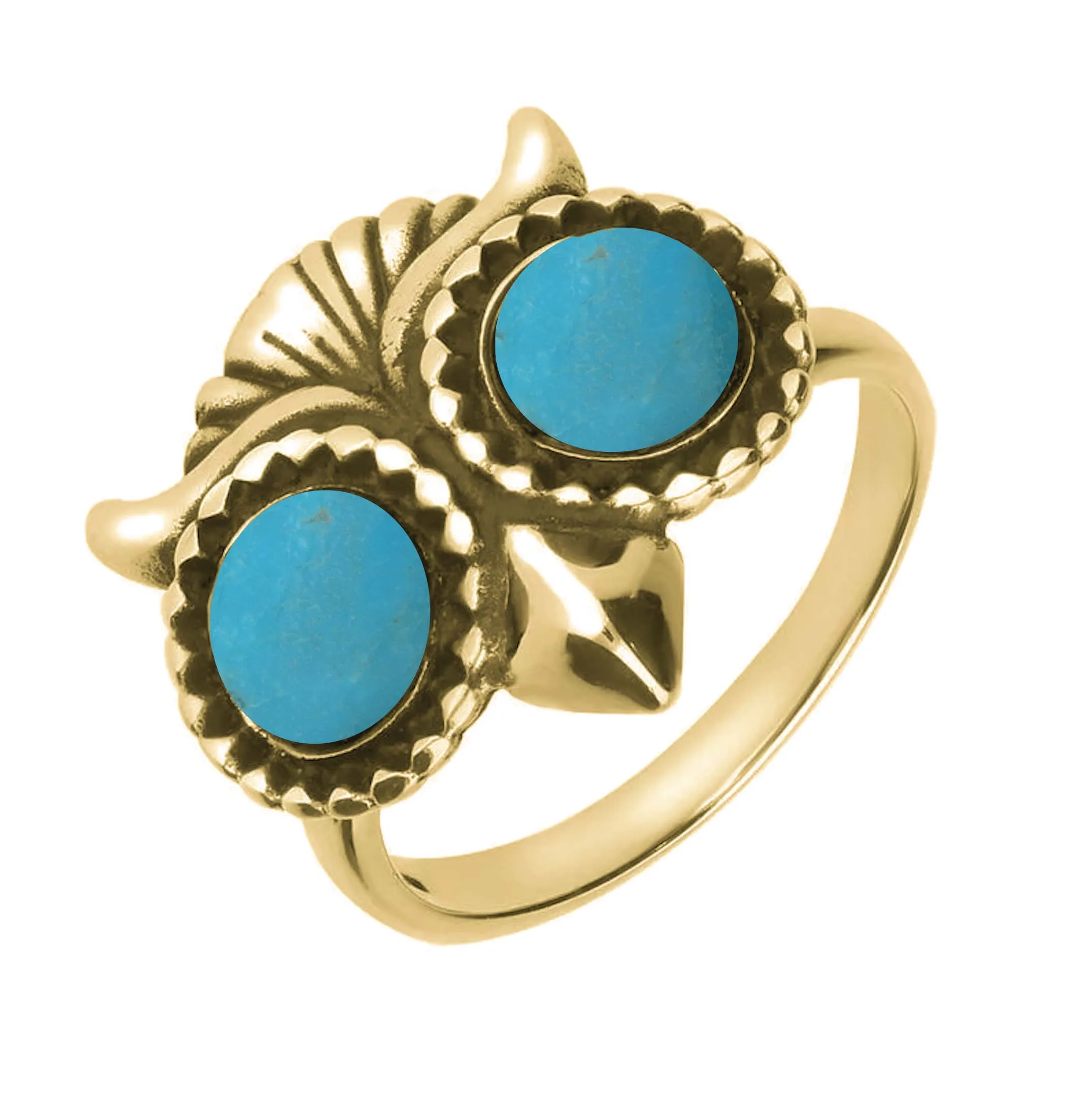 9ct Yellow Gold Turquoise Owl Eyes Ring sold by C.W. Sellors