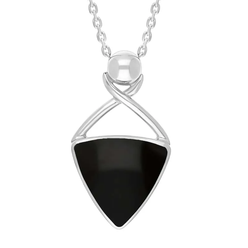 Sterling Silver Whitby Jet Triangle Open Frame Necklace D sold by C.W. Sellors