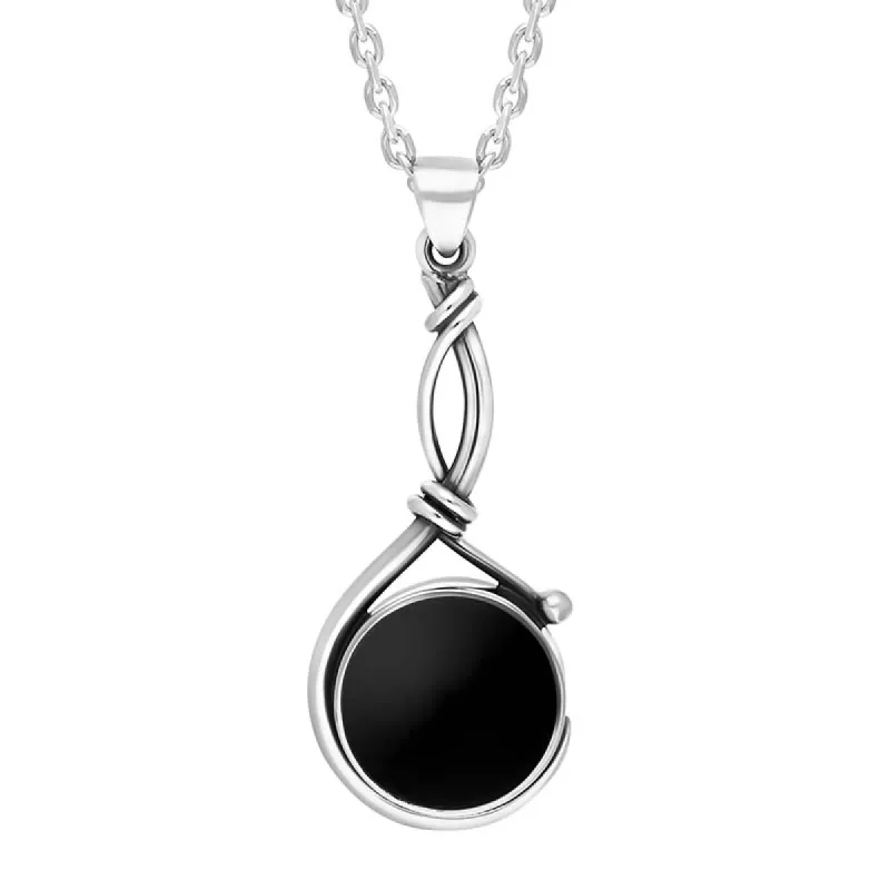 Sterling Silver Whitby Jet Round Abstract Loop Necklace D sold by C.W. Sellors