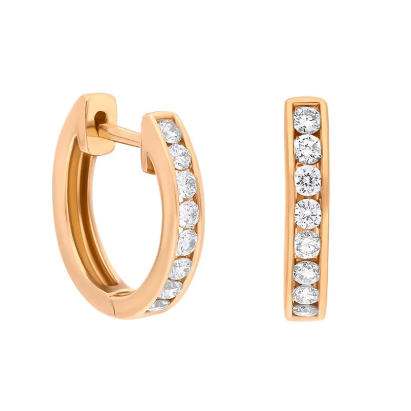 18ct Rose Gold Diamond 0.25ct Channel Set Hoop Earrings sold by C.W. Sellors
