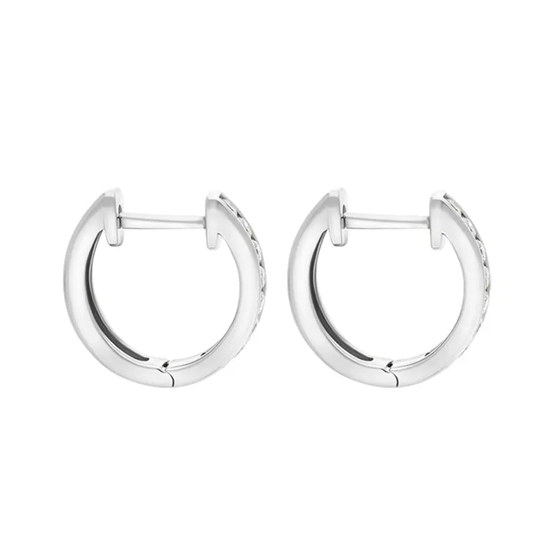 18ct White Gold Diamond 0.24ct channel Set Hoop Earrings sold by C.W. Sellors product image thumbnail 4