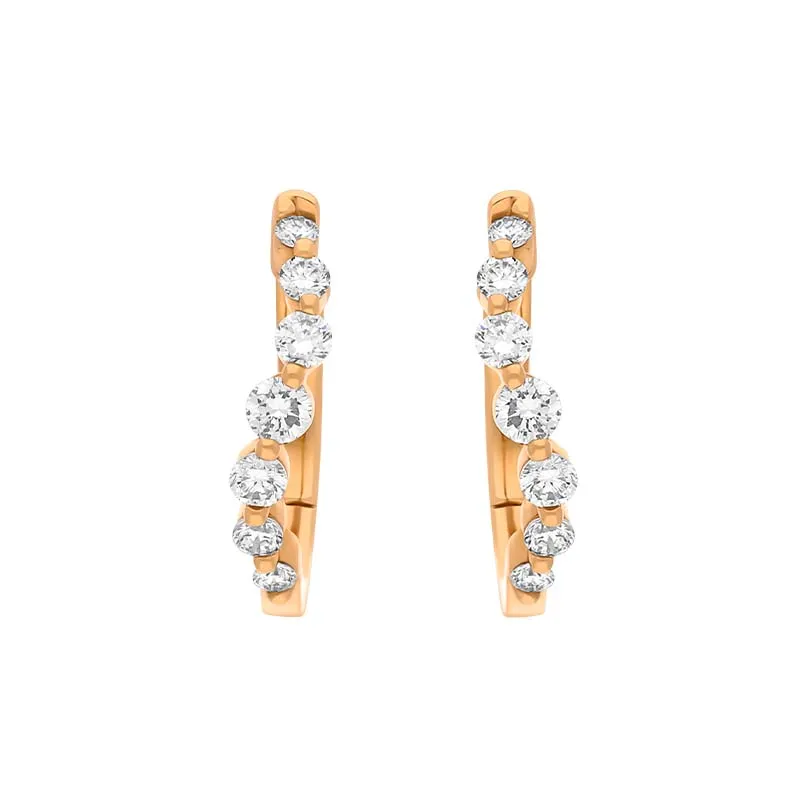18ct Rose Gold Diamond 0.32ct Claw Set Hoop Earrings sold by C.W. Sellors product image thumbnail 2