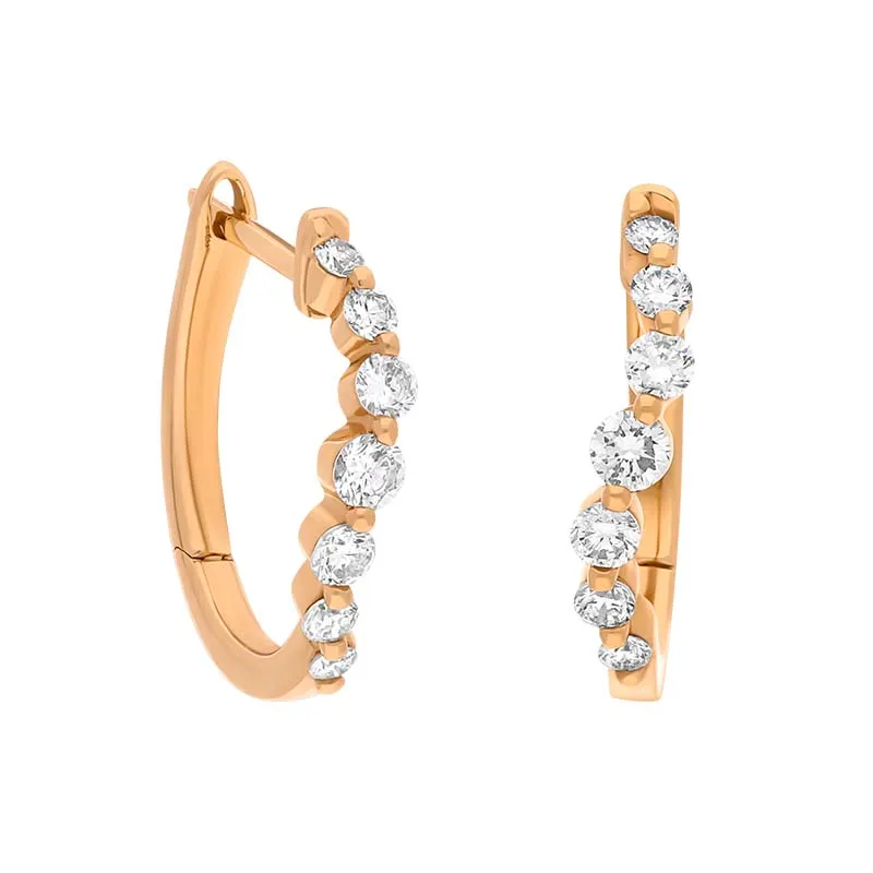 18ct Rose Gold Diamond 0.32ct Claw Set Hoop Earrings sold by C.W. Sellors