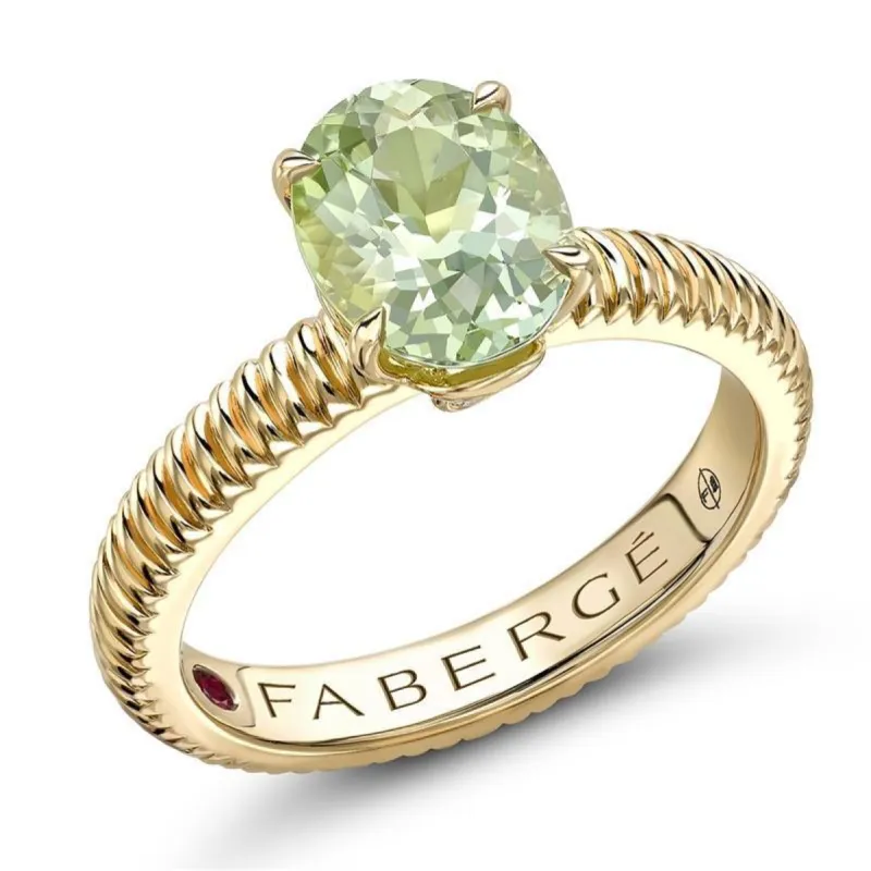 Faberge Colours of Love 18ct Yellow Gold Tourmaline Fluted Ring sold by C.W. Sellors